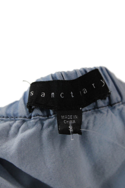 Sanctuary Womens Off The Shoulder Long Sleeve Blouse Top Blue Size S
