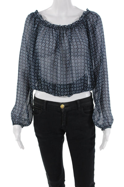 Michael Michael Kors Womens Geometric Off The Shoulder Blouse Blue Size M