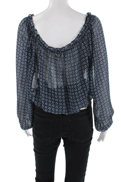 Michael Michael Kors Womens Geometric Off The Shoulder Blouse Blue Size M
