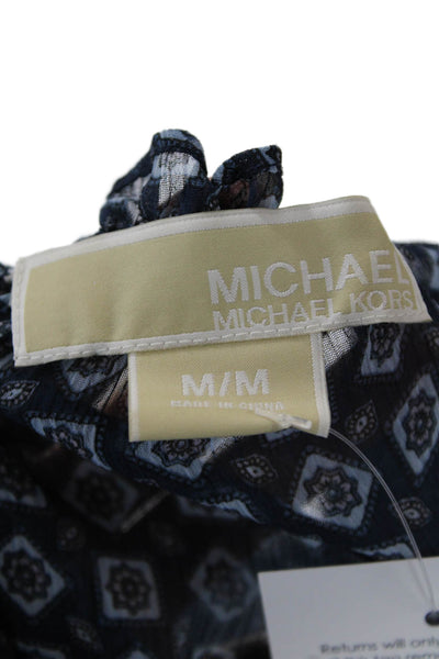 Michael Michael Kors Womens Geometric Off The Shoulder Blouse Blue Size M