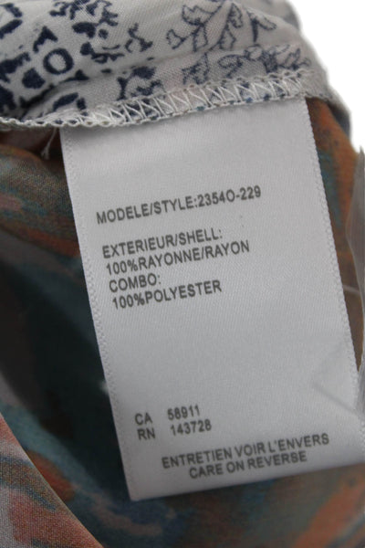 Tribal Womens Geometric Collared Long Sleeve Button-Down Shirt White Size S