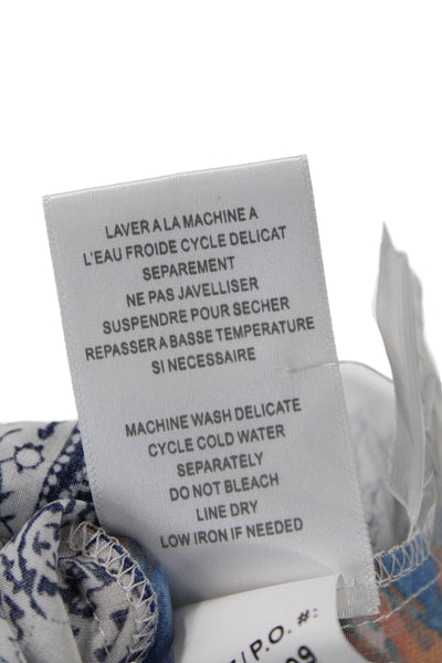 Tribal Womens Geometric Collared Long Sleeve Button-Down Shirt White Size S