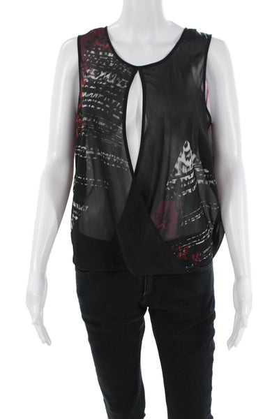 Kenneth Cole New York Womens Geometric Sleeveless Tank Top Black Size M