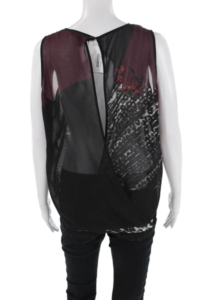 Kenneth Cole New York Womens Geometric Sleeveless Tank Top Black Size M