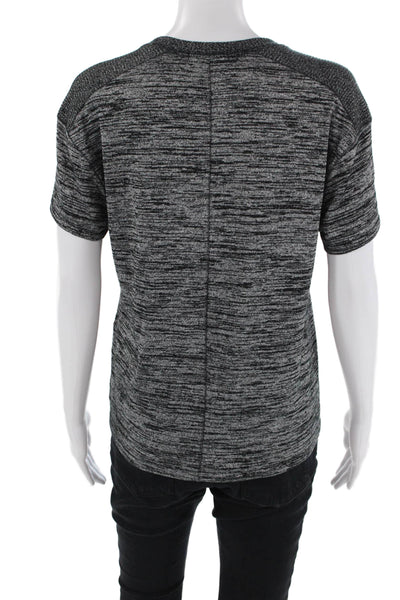 Rag & Bone Womens Ribbed Detail Short Sleeve Casual Top Dark Gray Size XS
