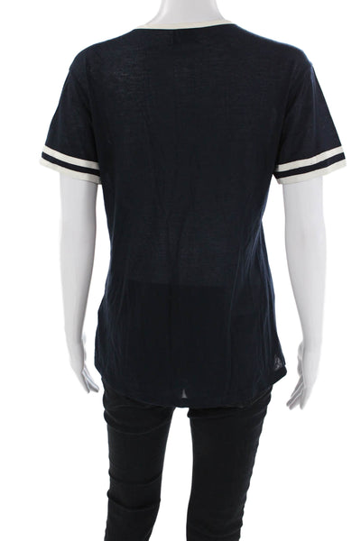 Frame Shirt Womens Piping Detail Short Sleeve Casual Top Black Size XS