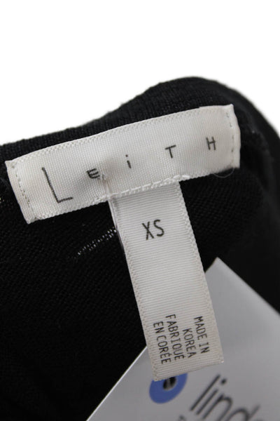 Leith Womens Racerback Sleeveless Casual Tank Top Dress Solid Black Size XS