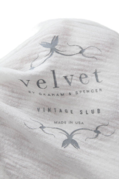Velvet Womens Cotton Short Sleeve Round Neck Casual Top White Size S