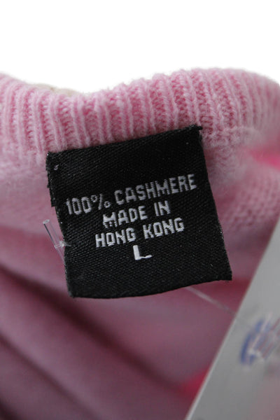 Moda International Womens Cashmere Short Sleeve Round Neck Knit Top Pink Size L