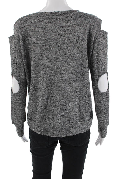LNA Womens Textured Knit Round Neck Long Sleeve Casual Top Gray Size XS