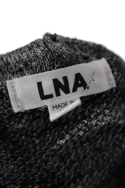 LNA Womens Textured Knit Round Neck Long Sleeve Casual Top Gray Size XS