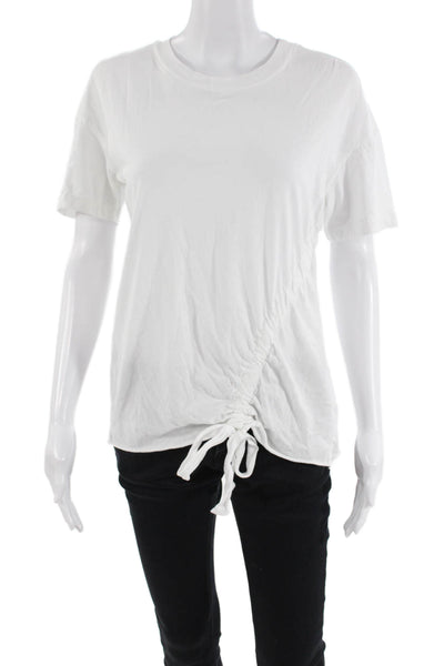 Stateside Womens Cotton Short Sleeve Round Neck Casual Top White Size XS