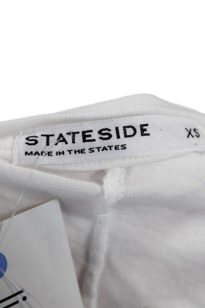Stateside Womens Cotton Short Sleeve Round Neck Casual Top White Size XS