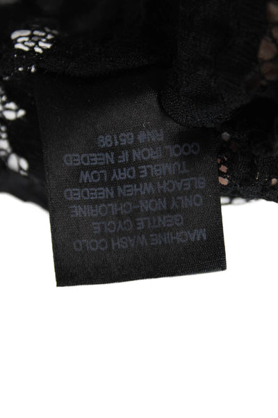 PJK Patterson J Kincaid Womens Round Neck Short Sleeve Lace Sheer Top Black Size