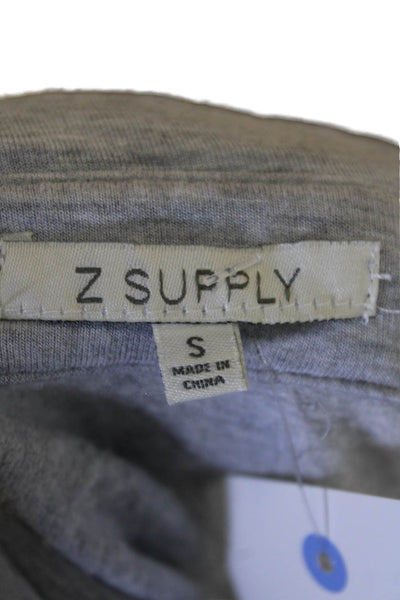 Z Supply Womens Cotton Long Sleeve Button Collared Top Gray Size S
