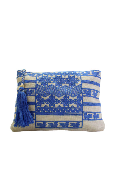 Star Mela Womens Textured Full Zip Tassel Lined Printed Pouch Bag Nude OS