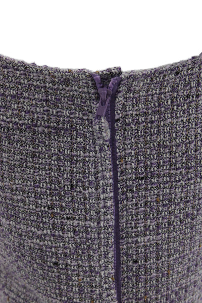Steve Madden Womens Sleeveless Square Neck Tweed Top Shorts Set Purple Small