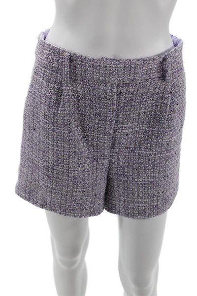 Steve Madden Womens Sleeveless Square Neck Tweed Top Shorts Set Purple Small
