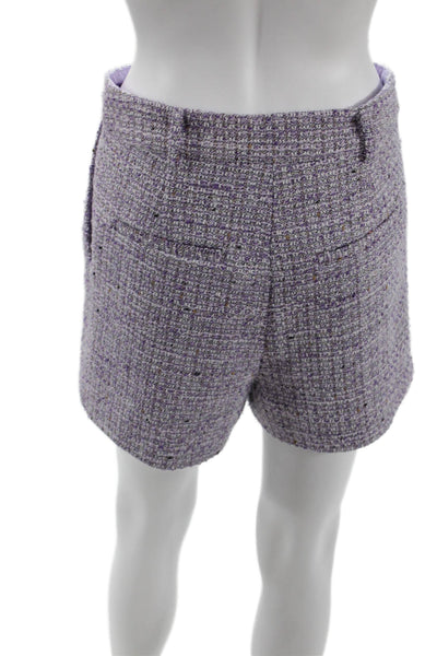 Steve Madden Womens Sleeveless Square Neck Tweed Top Shorts Set Purple Small