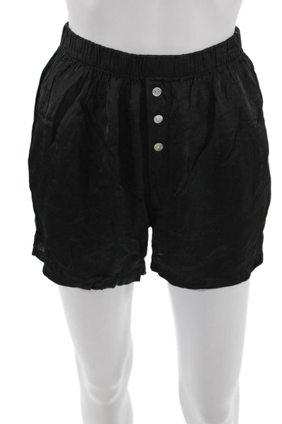Donni Womens Elastic Waistband Three Button Lightweight Shorts Black Size XS