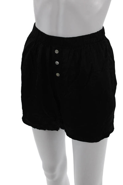 Donni Womens Elastic Waistband Three Button Lightweight Shorts Black Size XS