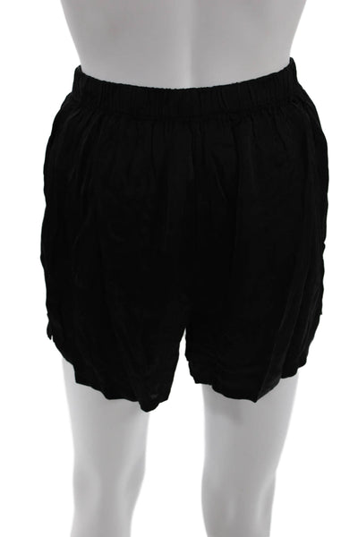 Donni Womens Elastic Waistband Three Button Lightweight Shorts Black Size XS