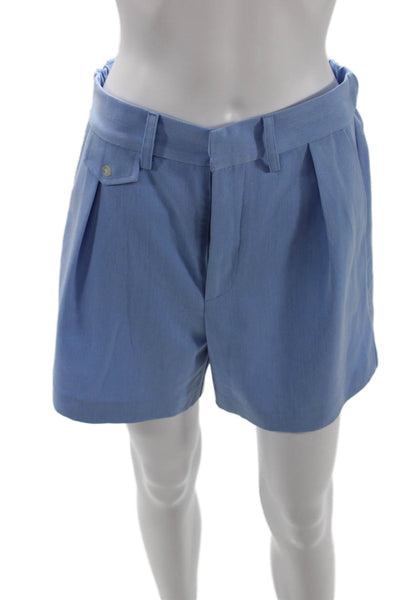 Kimberly Taylor Womens Zipper Fly High Rise Woven Short Shorts Blue Size Large