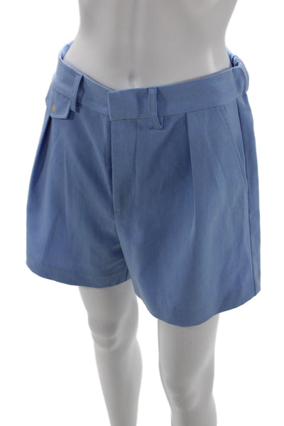 Kimberly Taylor Womens Zipper Fly High Rise Woven Short Shorts Blue Size Large