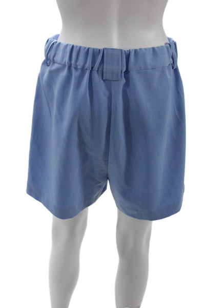 Kimberly Taylor Womens Zipper Fly High Rise Woven Short Shorts Blue Size Large