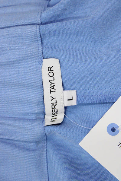 Kimberly Taylor Womens Zipper Fly High Rise Woven Short Shorts Blue Size Large