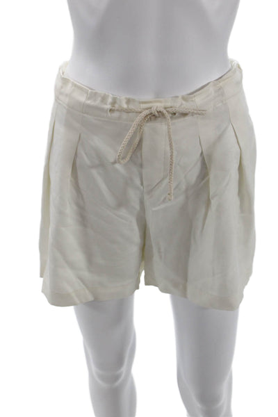 Donni Womens High Rise Drawstring Twill Short Shorts White Size Extra Small