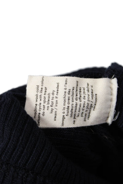 Donni Womens Elastic Waistband Ribbed Knit Short Shorts Navy Blue Size XS