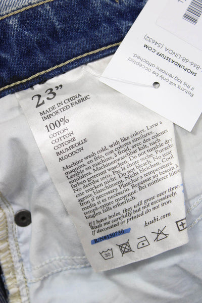 Ksubi Womens Zipper Fly High Rise Butterfly Cuffed Straight Jeans Blue Size 23