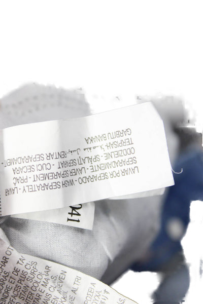 Zara Womens Button Fly Mid Rise Fringe Metallic Denim Short Shorts Blue Size 4