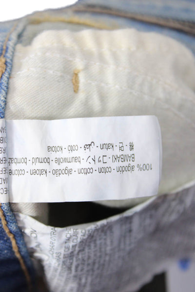 Zara Womens Zipper Fly Low Rise Fringe Distressed Mini Denim Shorts Blue Size 4