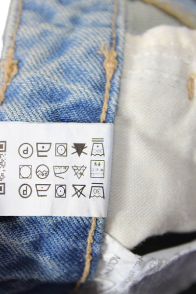 Zara Womens Zipper Fly Low Rise Fringe Distressed Mini Denim Shorts Blue Size 4