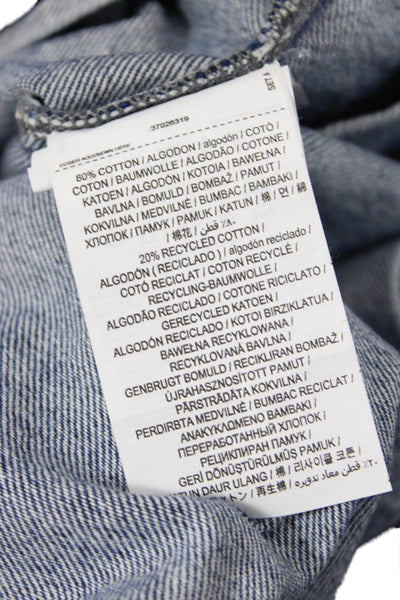 MNG Womens Side Zip Pleated Fringe Denim Mini A Line SKirt Blue Size Medium