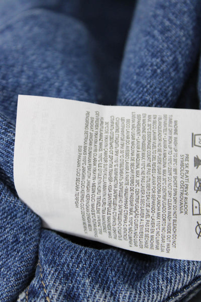 MNG Womens Side Zip Pleated Fringe Denim Mini A Line SKirt Blue Size Medium