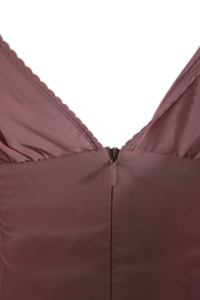 Gio Guerreri Womens Back Zip Tie Shoulder V Neck Sheath Dress Pink Size IT 40