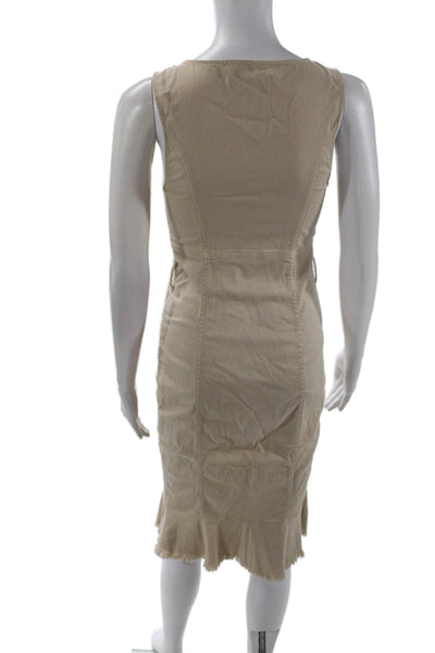 Melissa Odabash Womens Sleeveless Button Front Square Neck Sheath Dress Brown XS