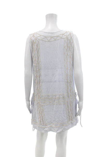 Free People Womens Beaded Sleeveless Sheath Mini Dress White Size S