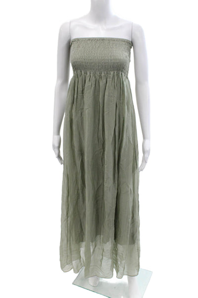 Aquavita Womens Strapless Smoacked Sleeveless Midi Dress Green Size L
