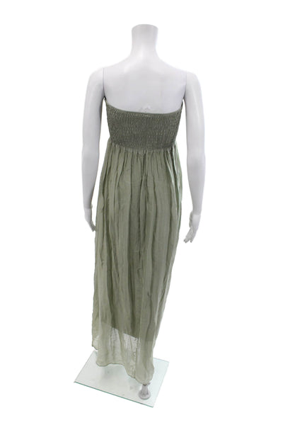 Aquavita Womens Strapless Smoacked Sleeveless Midi Dress Green Size L