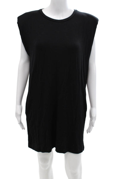 Elan Womens Stretch Sleeveless Shoulder Padded Mini Dress Black Size L