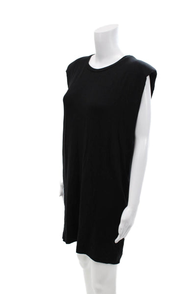 Elan Womens Stretch Sleeveless Shoulder Padded Mini Dress Black Size L