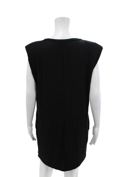 Elan Womens Stretch Sleeveless Shoulder Padded Mini Dress Black Size L