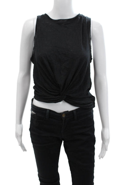 Elan Womens Cotton Round Neck Casual Sleeveless Tank Top Black Size L