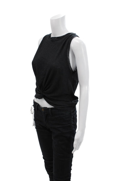 Elan Womens Cotton Round Neck Casual Sleeveless Tank Top Black Size L