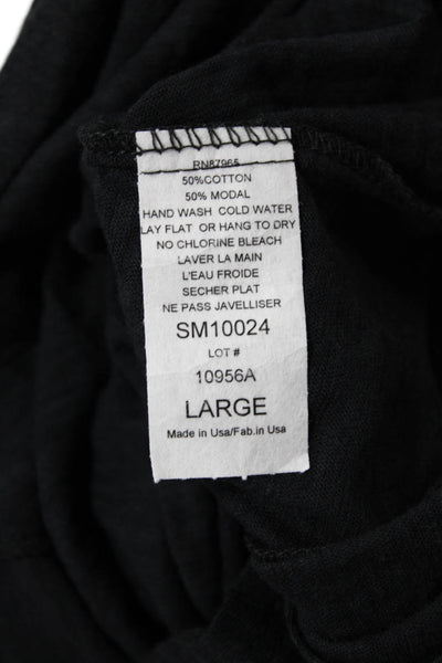 Elan Womens Cotton Round Neck Casual Sleeveless Tank Top Black Size L