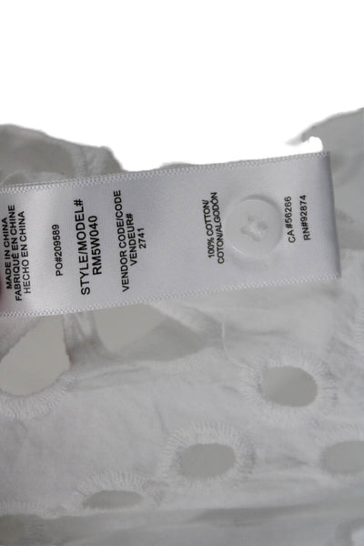 Splendid Womens Spaghetti Strap Button Front Eyelet Top White Cotton Size Medium